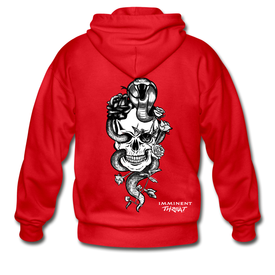 Snake & Skull Zipper Hoodie - red