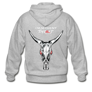 Bull Skull Zipper Hoodie - heather gray