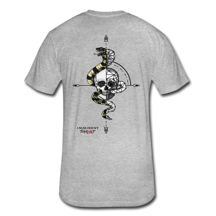 Men's Fitted Geo Snake & Skull T-Shirt - heather gray