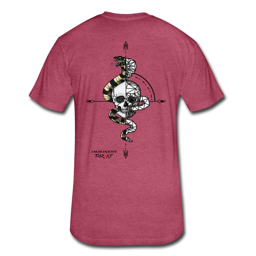 Men's Fitted Geo Snake & Skull T-Shirt - heather burgundy