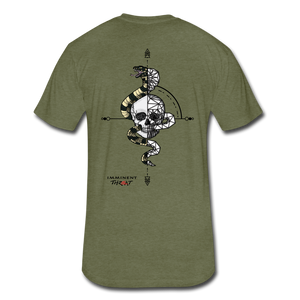 Men's Fitted Geo Snake & Skull T-Shirt - heather military green