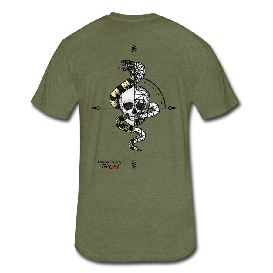 Men's Fitted Geo Snake & Skull T-Shirt - heather military green